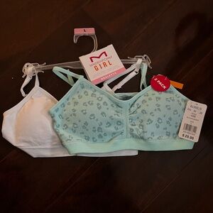 ⭐️NWT - Maidenform Girl 2 Pack Bralette White & Leopard Aqua Size Large (10/12)